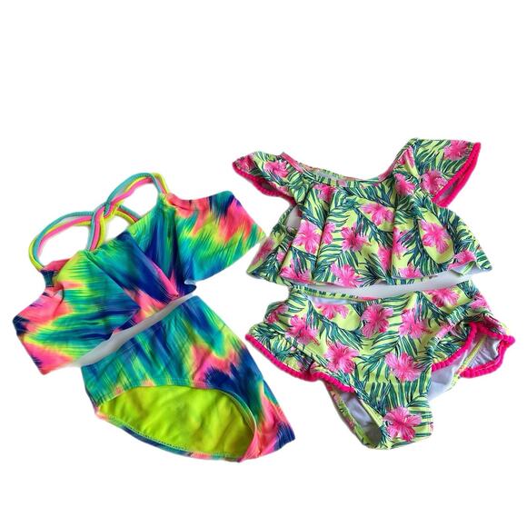 Lot Of 2 Girls 2 Piece Bikini Swimsuit Nicole Miller Wonder NationSize L (10-12) - Picture 1 of 9